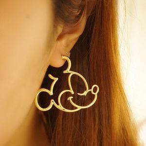 Cute Disney Mickey Mouse Earrings Gold Tone